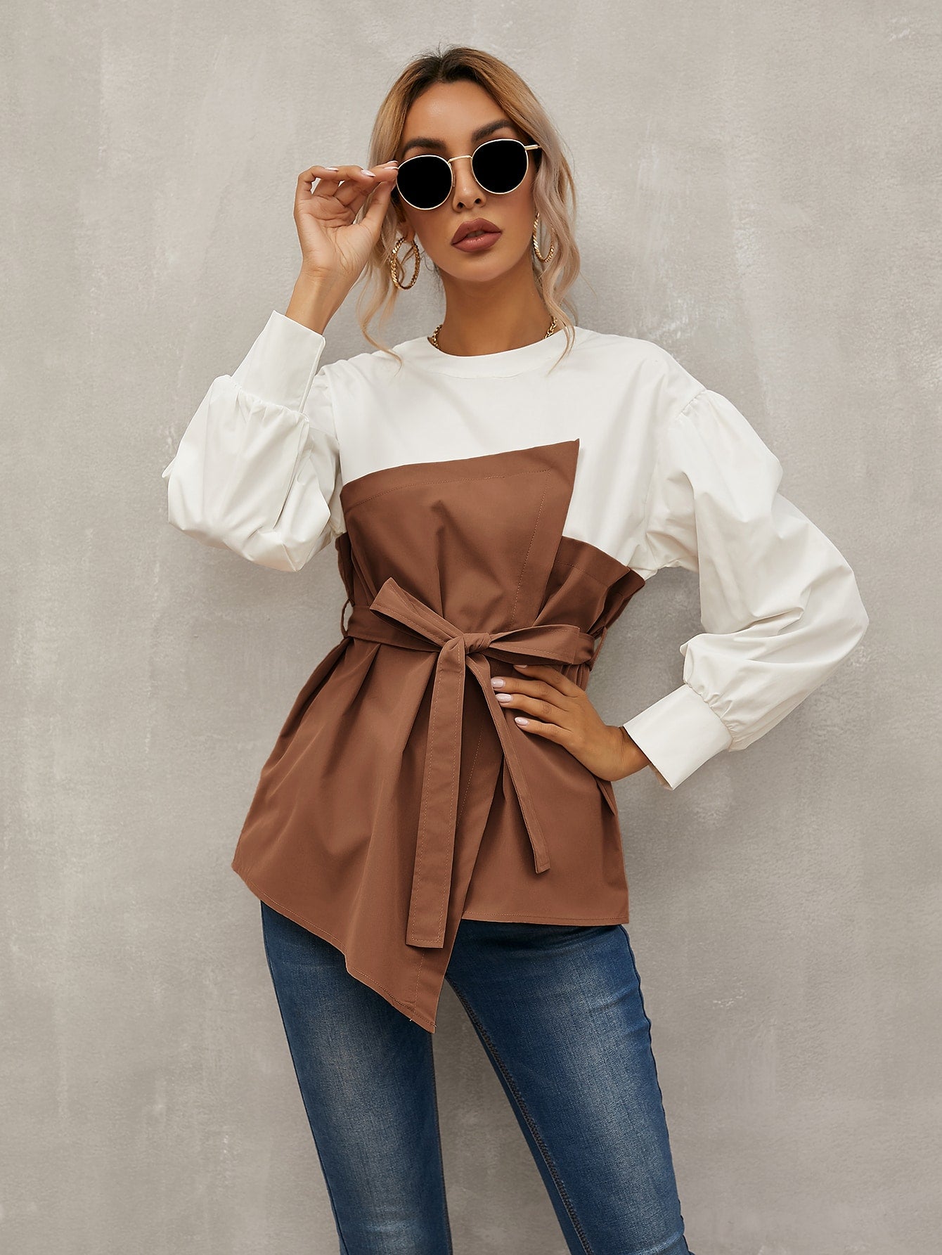 Keyhole Back Belted 2 In 1 Top