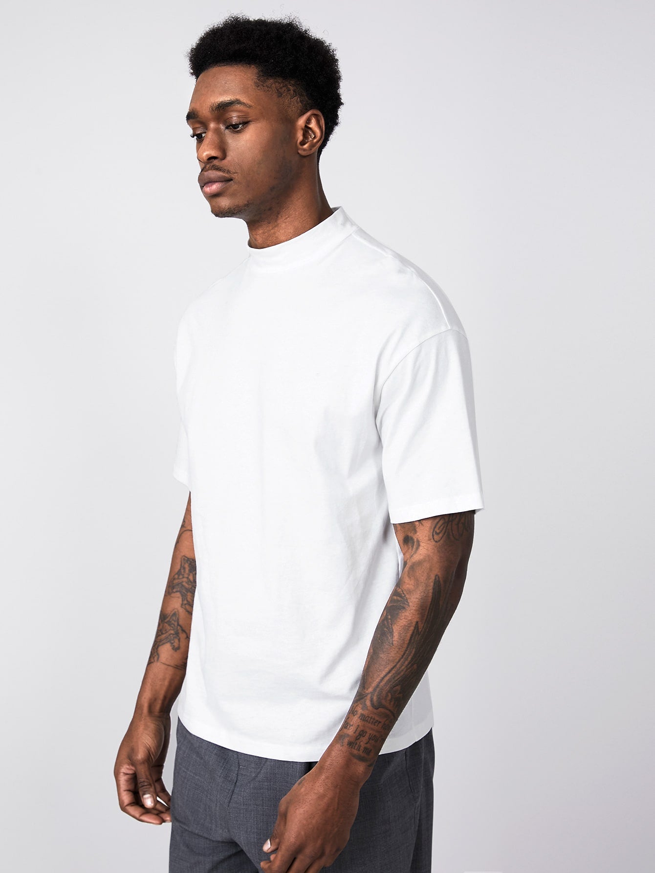 BASICS Men Mock Neck Solid Tee – shopishly