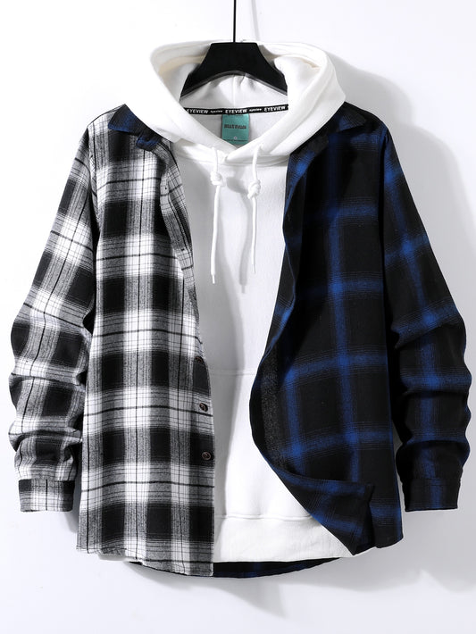 Men Plaid Colorblock Shirt Without Hoodie
