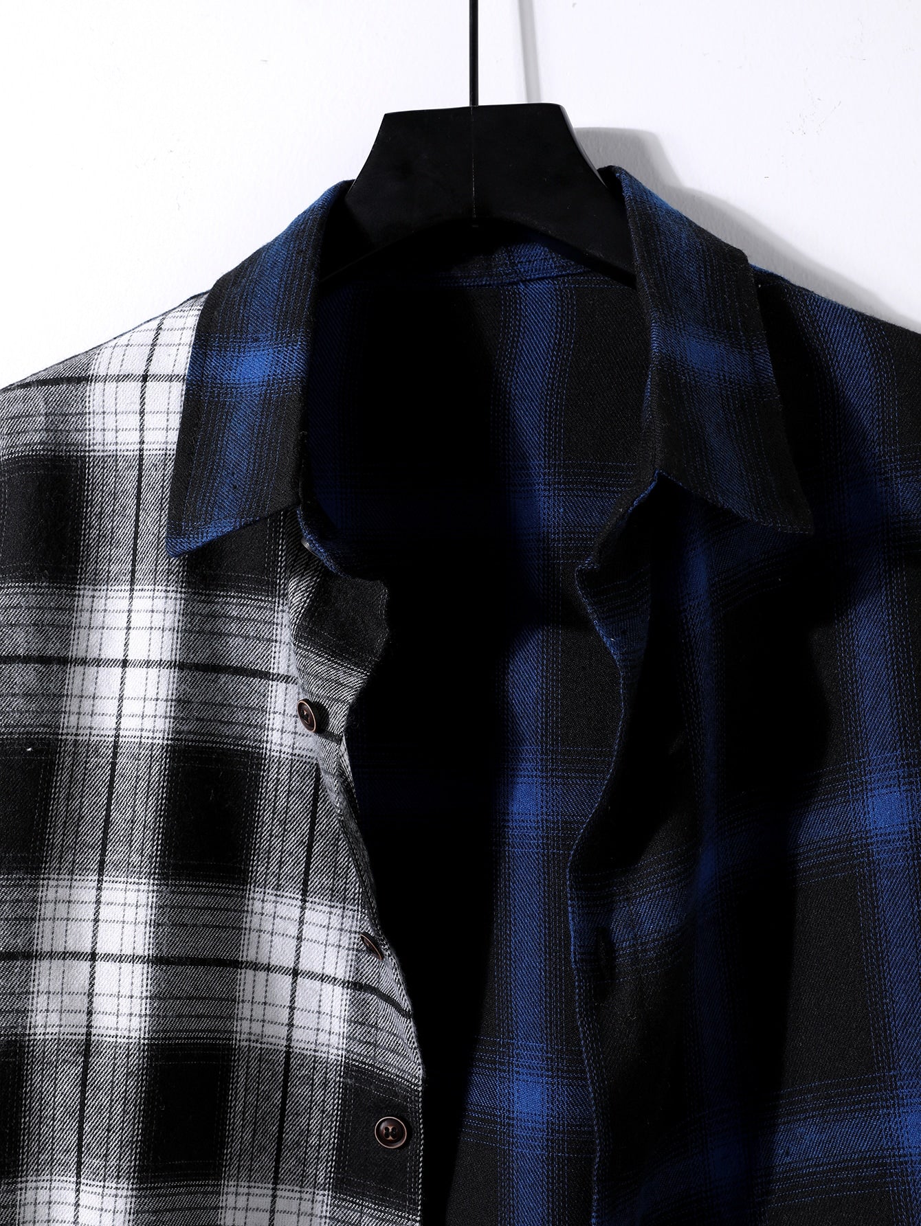 Men Plaid Colorblock Shirt Without Hoodie