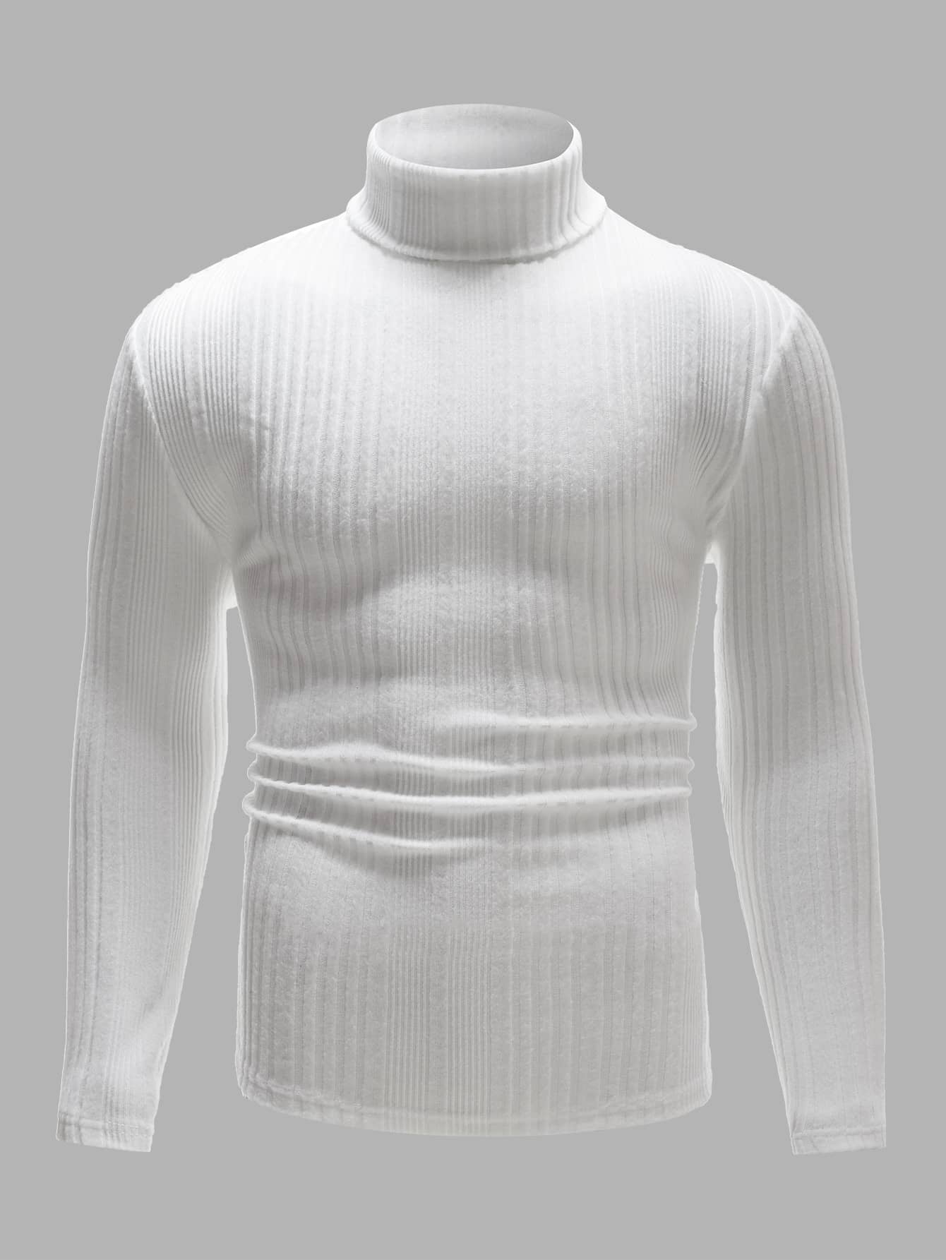 Men High Neck Ribbed Knit Sweater
