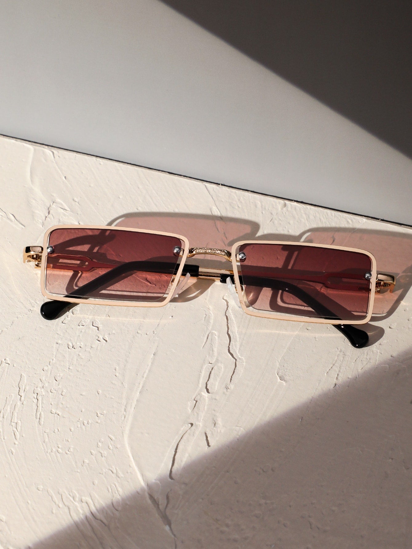 Tinted Lens Rectangle Frame Fashion Glasses