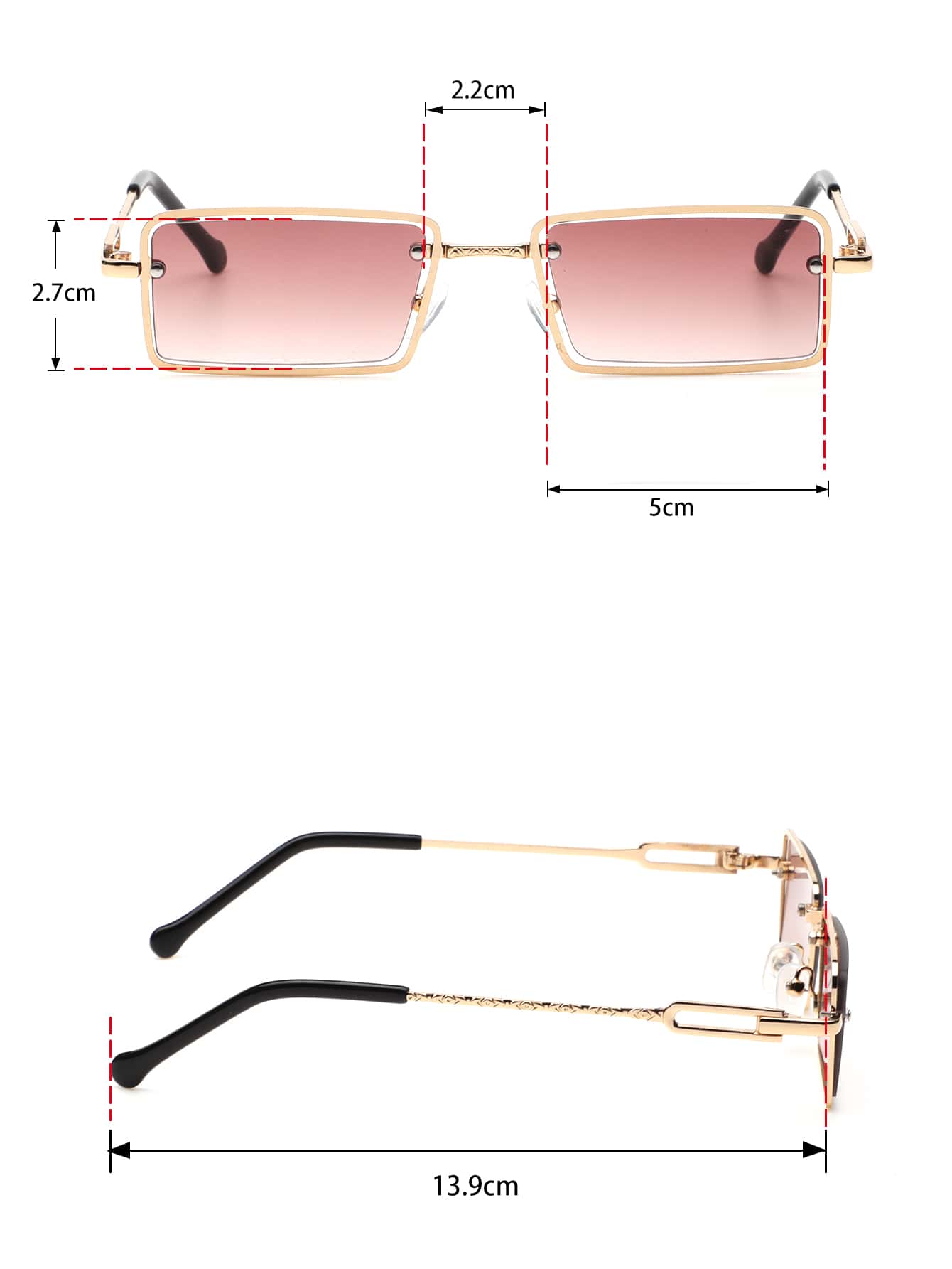 Tinted Lens Rectangle Frame Fashion Glasses