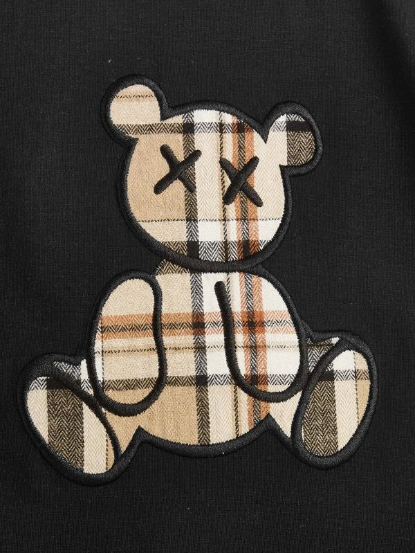 Plaid Bear Embroidery Tee & Shorts