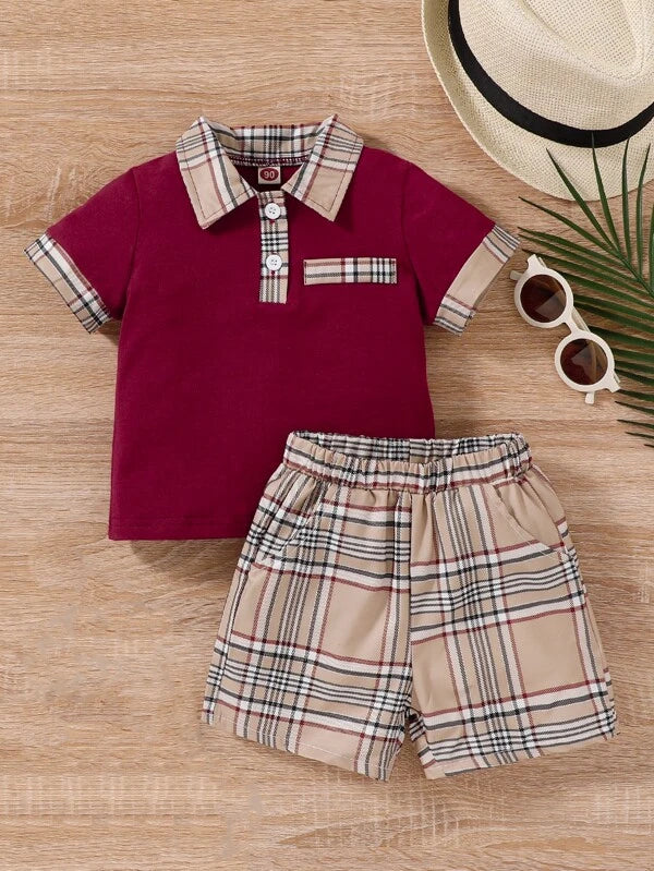 Plaid Polo Shirt & Shorts
