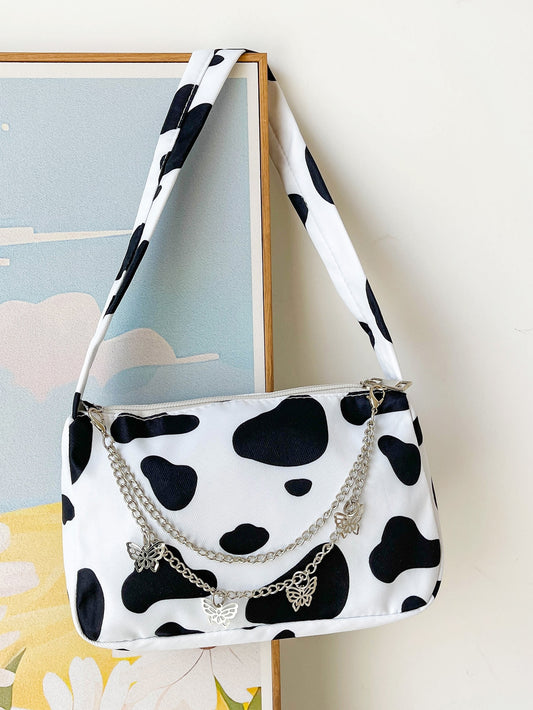 Cow Pattern Chain Square Bag