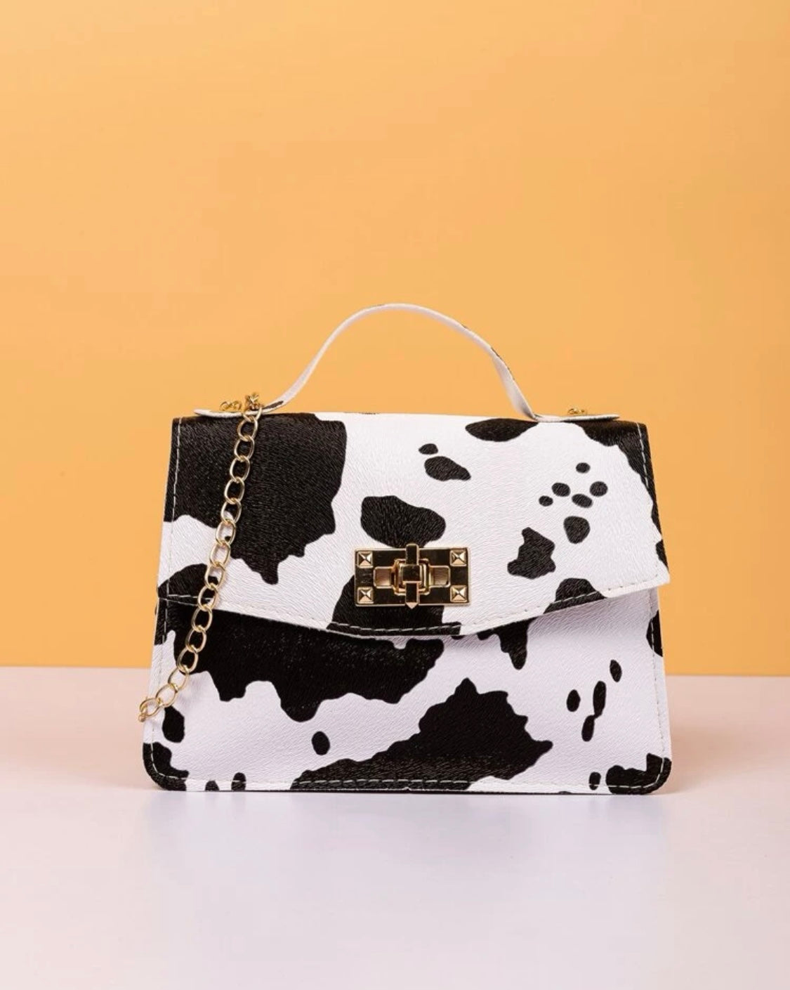 Mini cow pattern satchel bag