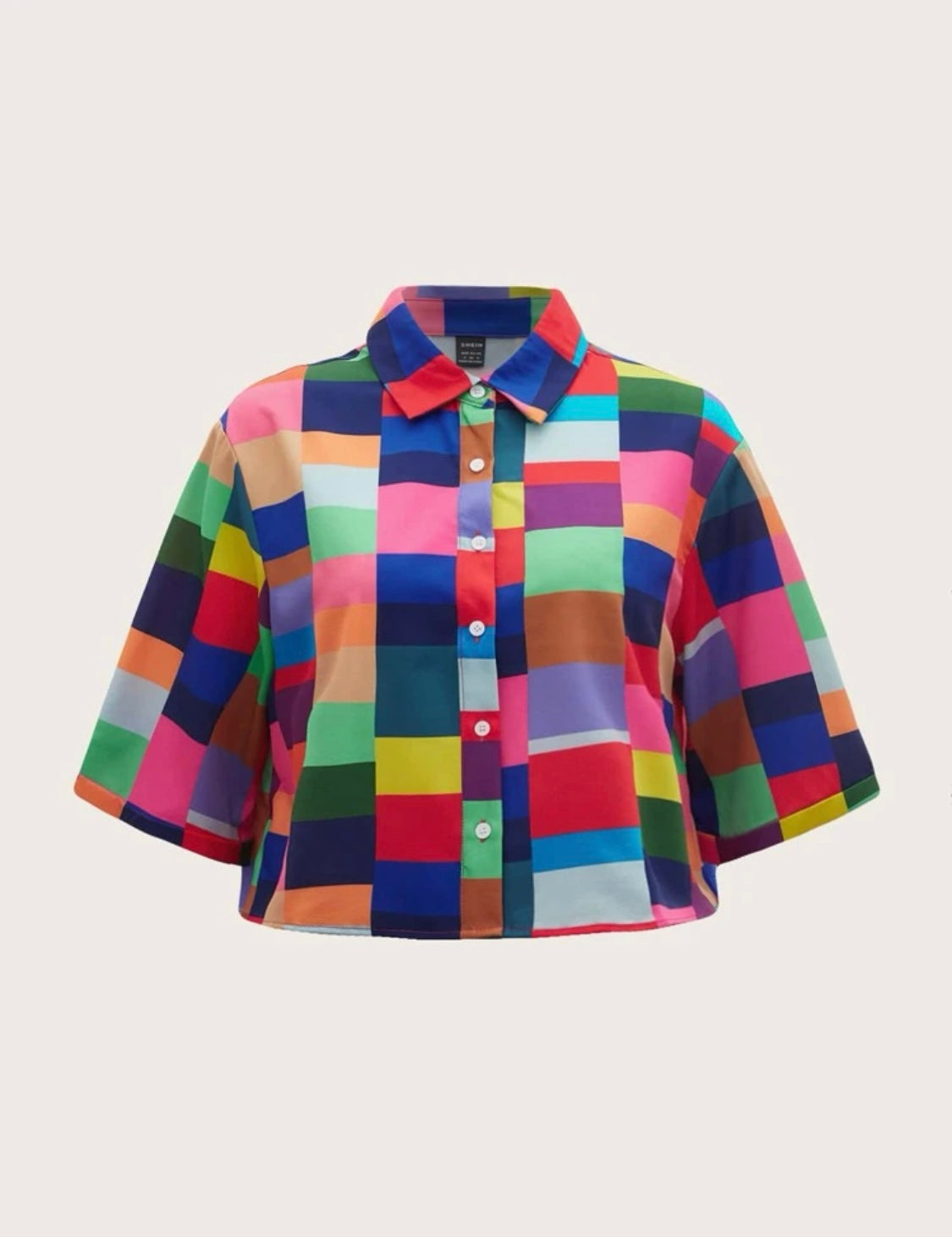 Colourblock crop shirt